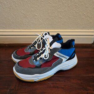 Calvin Klein Marvin Mens Red Mesh Lace Up Designer Sneaker Size 11